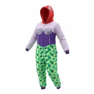 Disney Little Mermaid Ariel Hooded Body Full Zip Costume Purple Green XL 16-18